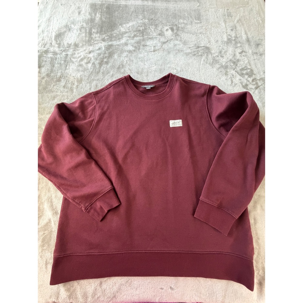 Eddie Bauer Sweatshirt Mens XXL Burgundy Crewneck Fleece Pullover